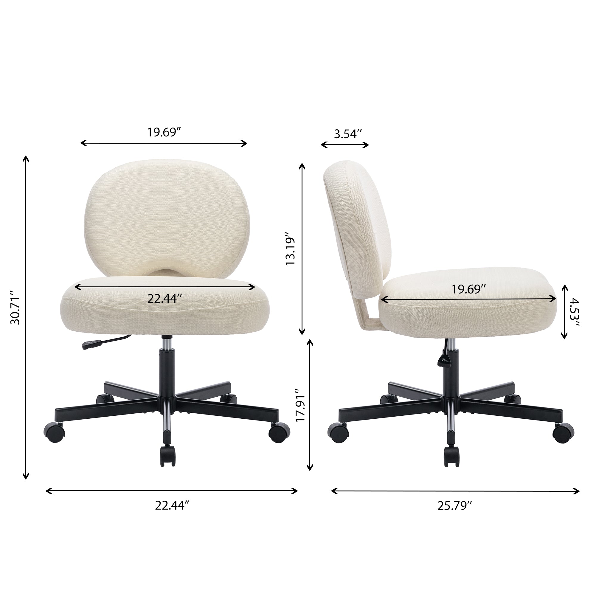 COLAMY Mid-back Ergonomic Swivel Vanity Office Chair Model.7309