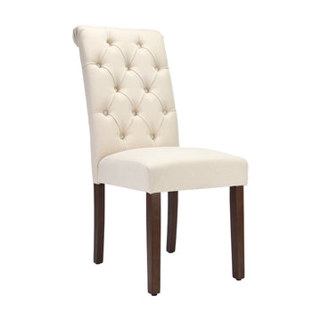 COLAMY Tufted Fabric Rolled Back Dining Chair