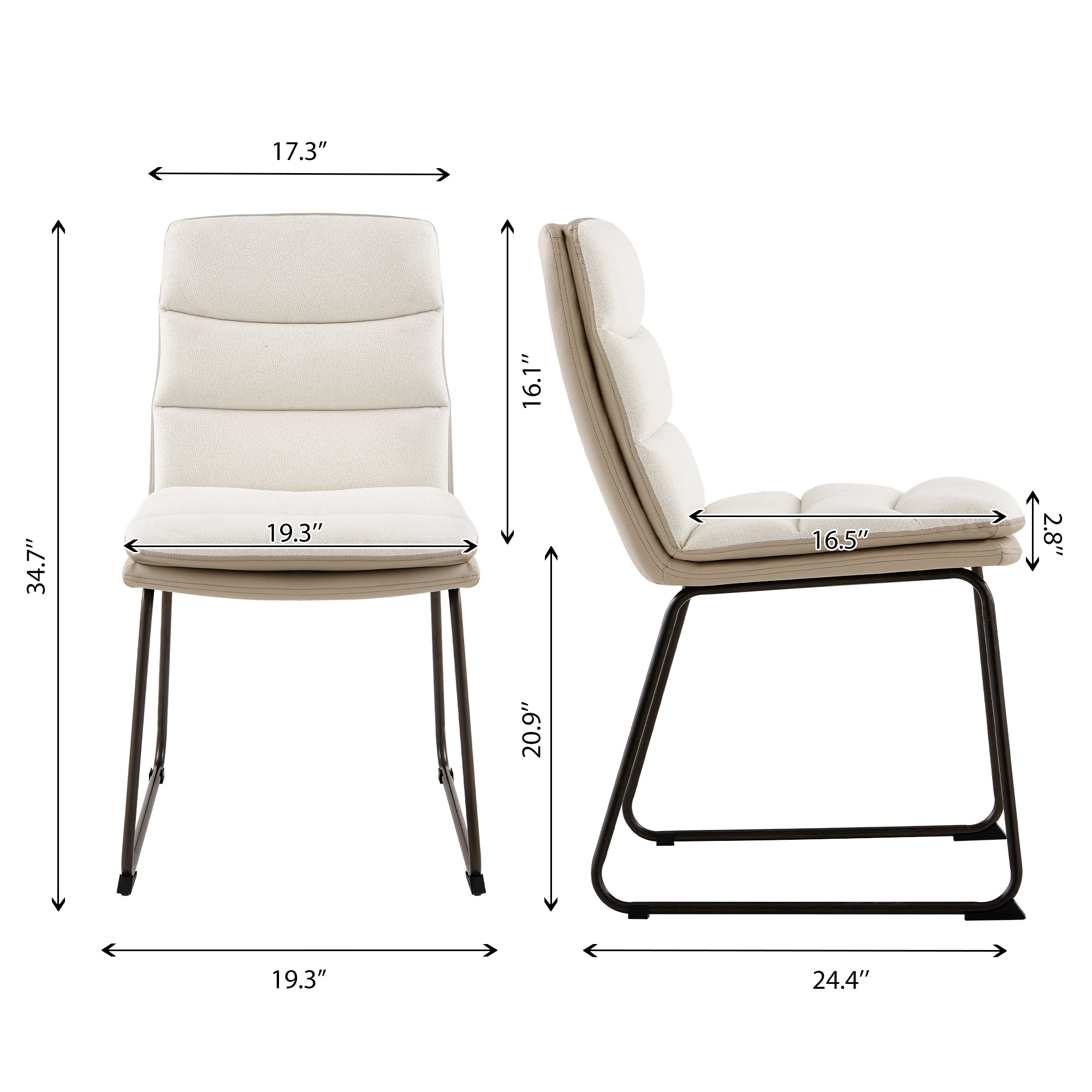 COLAMY Cantilever Waffle Fabric Dining Chair