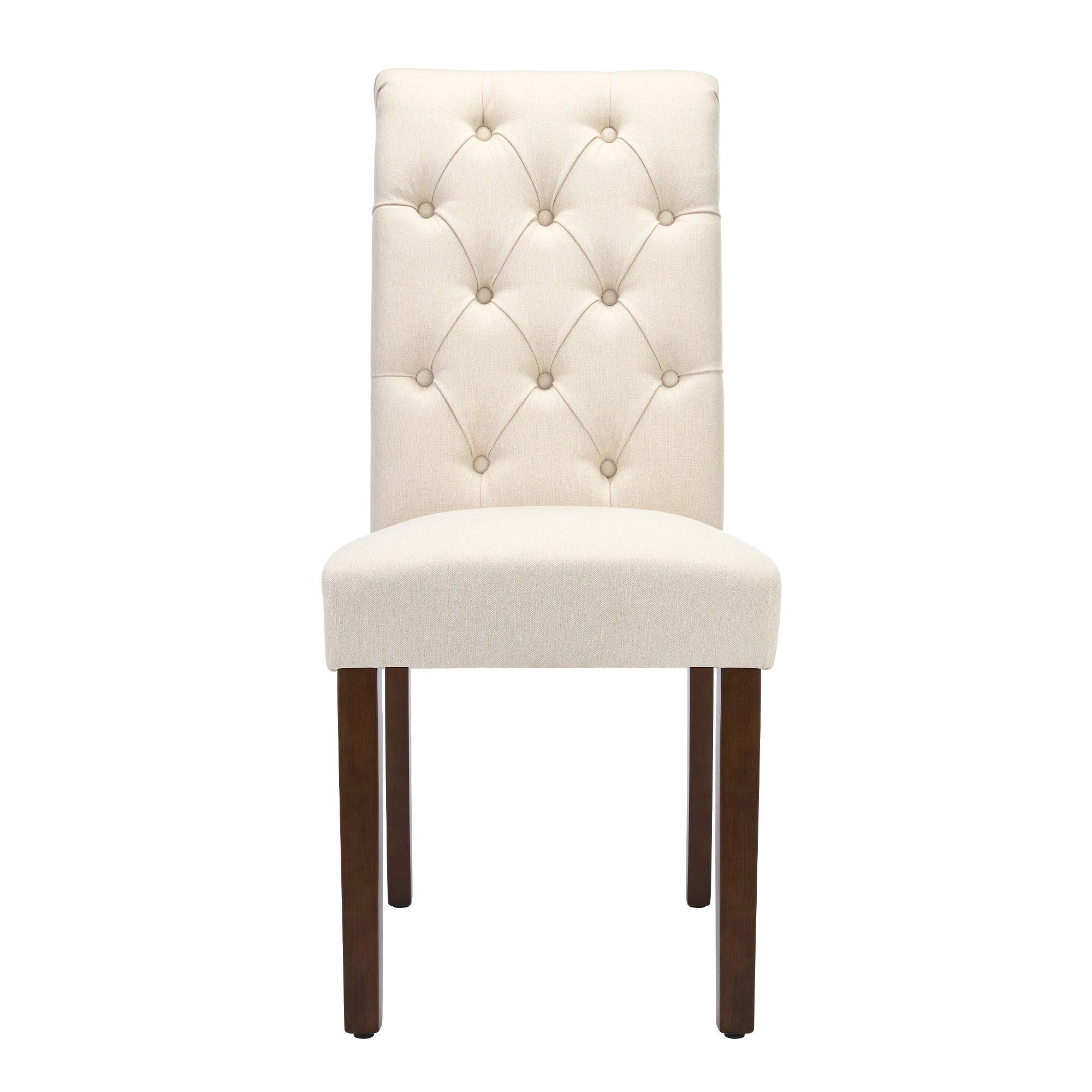 COLAMY Tufted Fabric Rolled Back Dining Chair