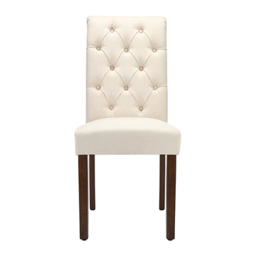 COLAMY Tufted Fabric Rolled Back Dining Chair