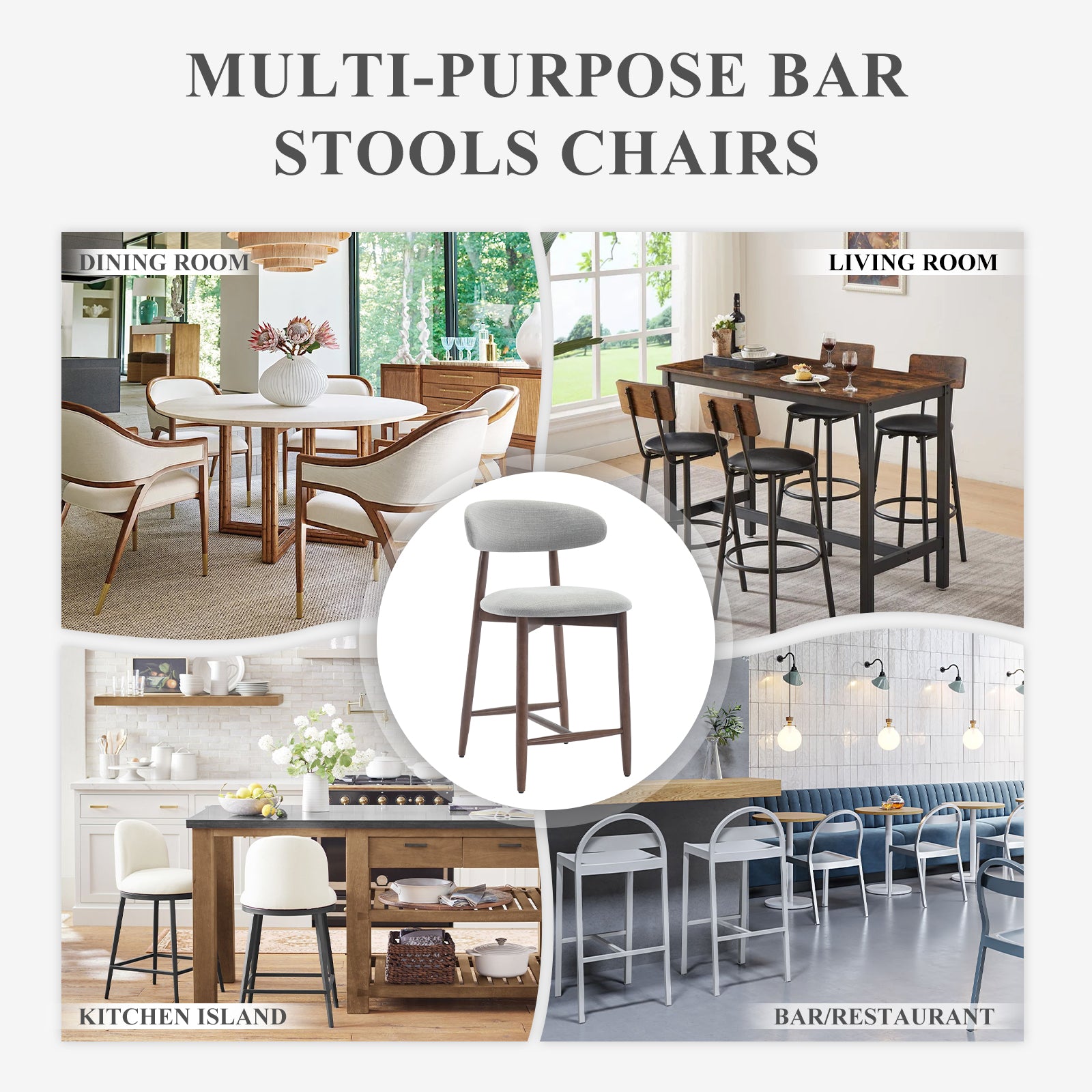 COLAMY Upholstered Wooden Bar Stool