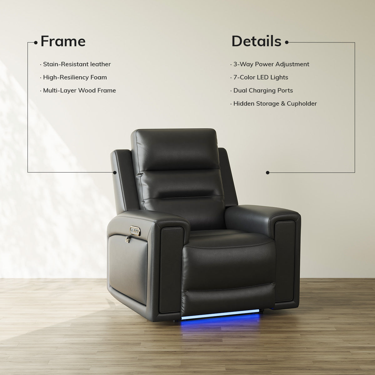 COLAMY AURA Power Recliner with Ambient Lighting