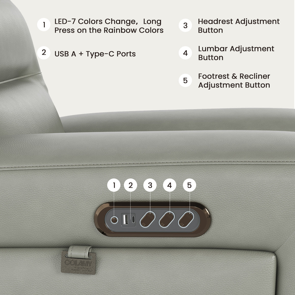 COLAMY AURA Power Recliner with Ambient Lighting