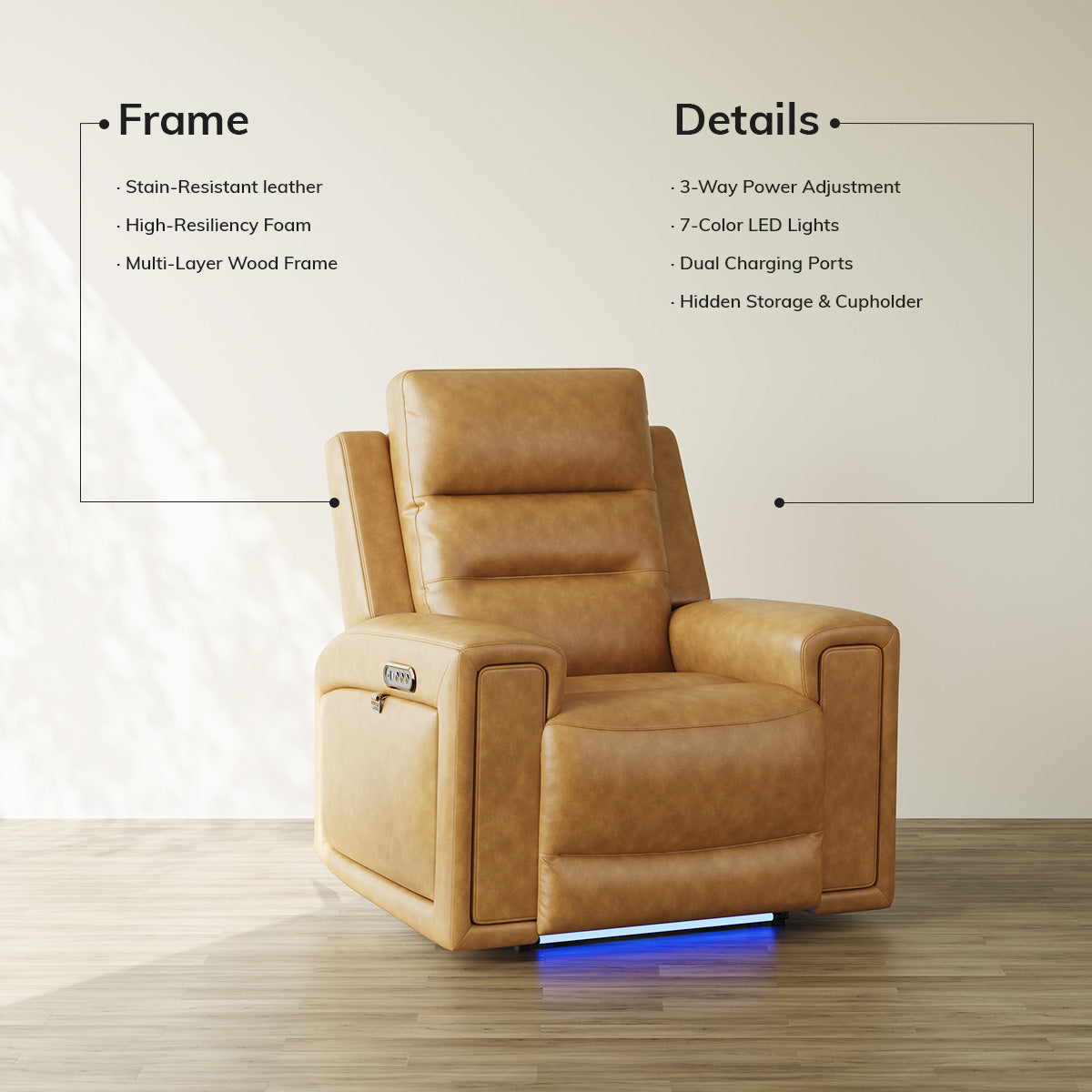 COLAMY AURA Power Recliner with Ambient Lighting