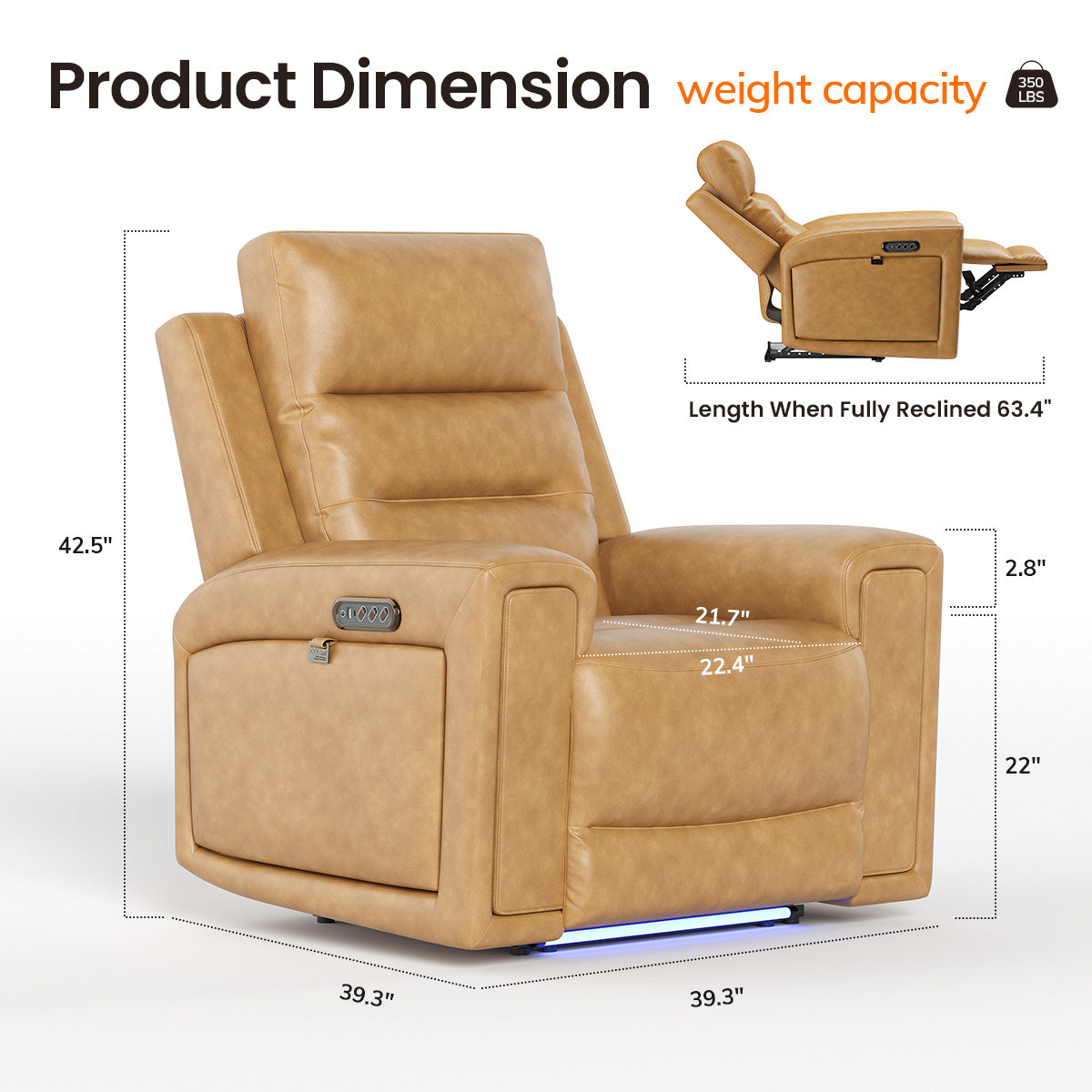 COLAMY AURA Power Recliner with Ambient Lighting
