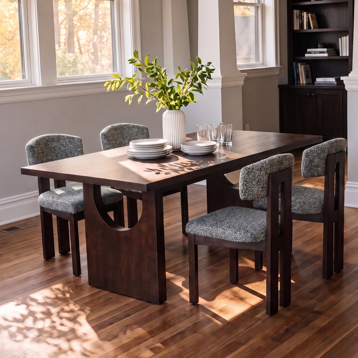COLAMY HALO 72" Dining Table with HALO Wood Dining Chairs Set for 4-6