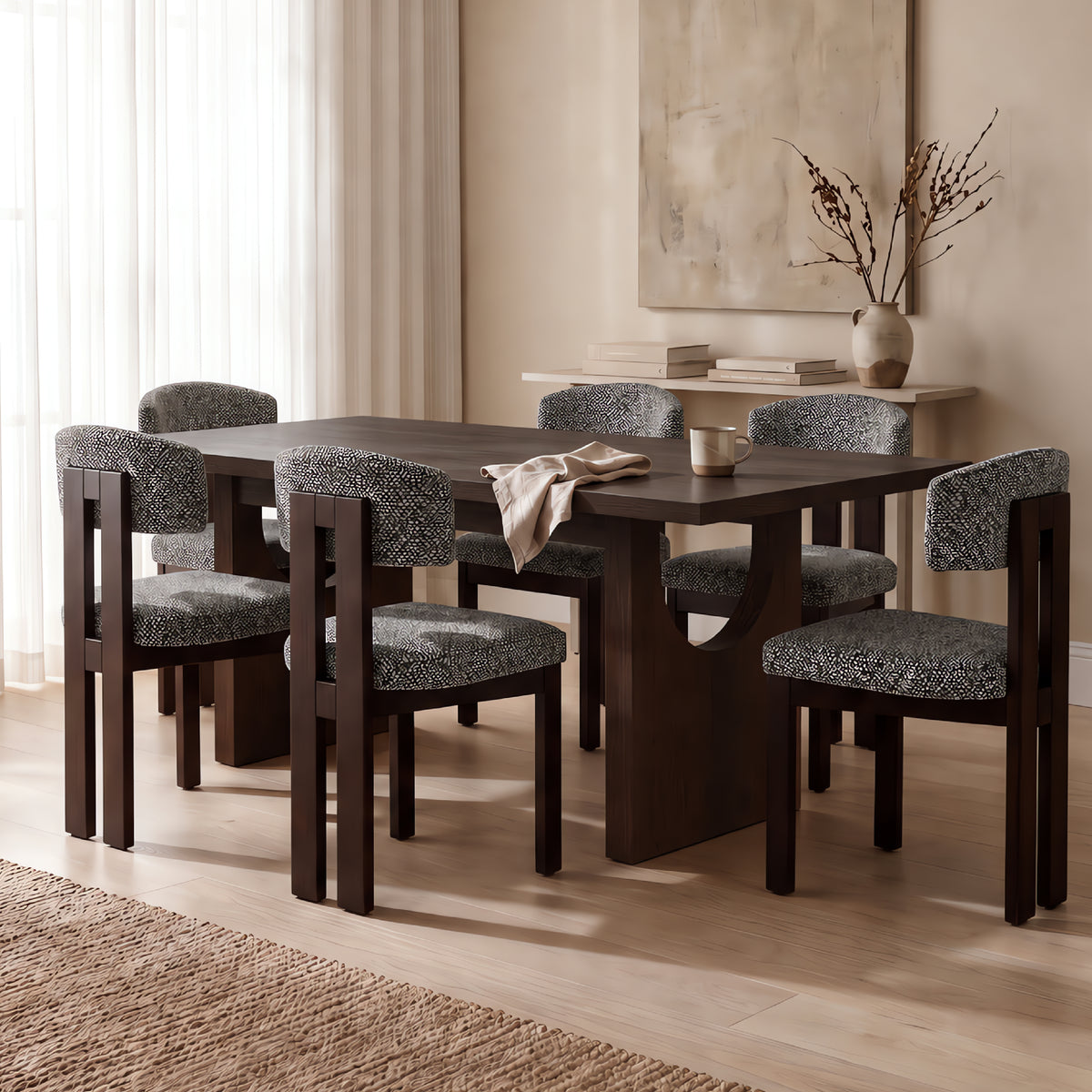 COLAMY HALO 72" Dining Table with HALO Wood Dining Chairs Set for 4-6