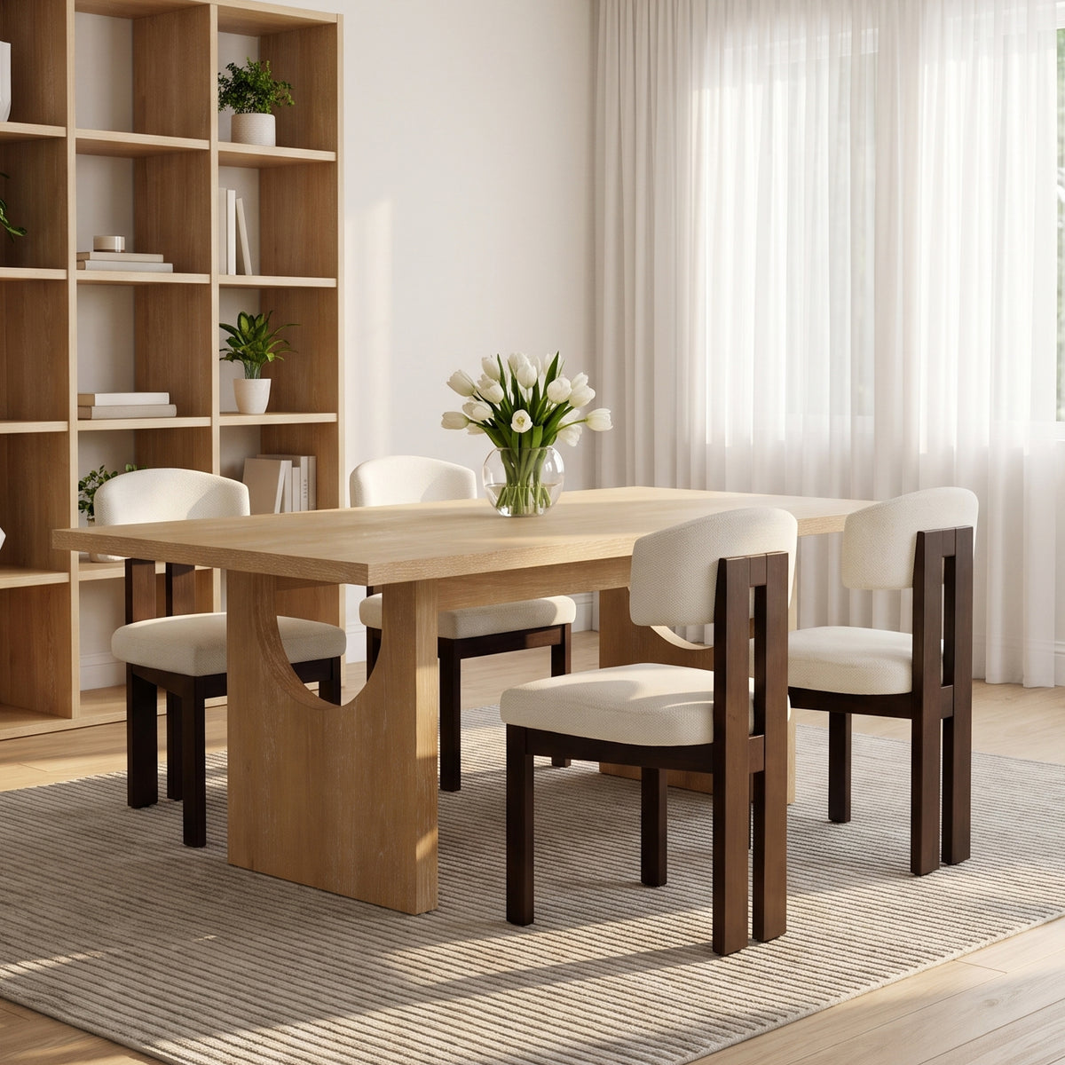 COLAMY HALO 72" Dining Table with HALO Wood Dining Chairs Set for 4-6