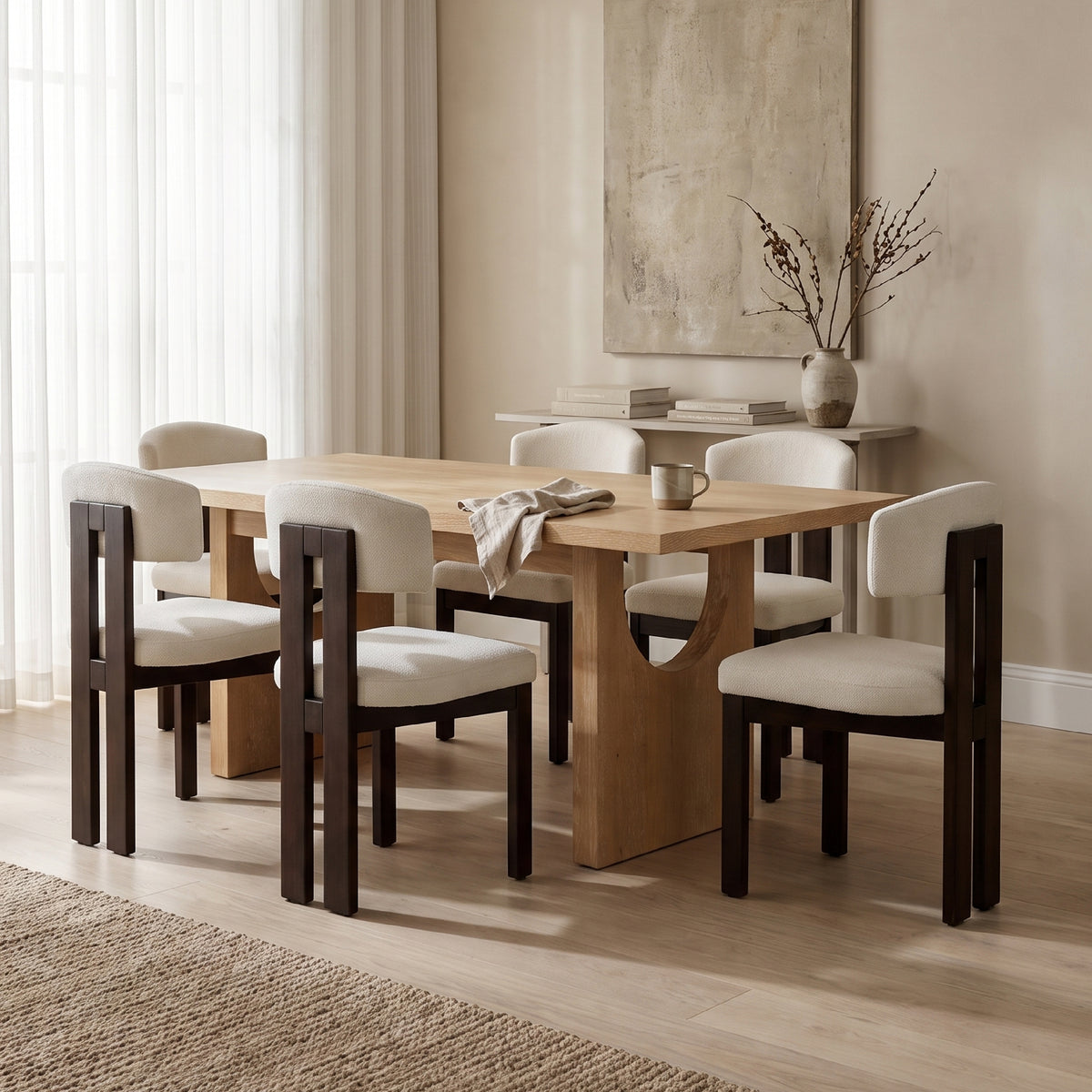 COLAMY HALO 72" Dining Table with HALO Wood Dining Chairs Set for 4-6
