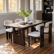 COLAMY HALO 72" Dining Table with HALO Wood Dining Chairs Set for 4-6