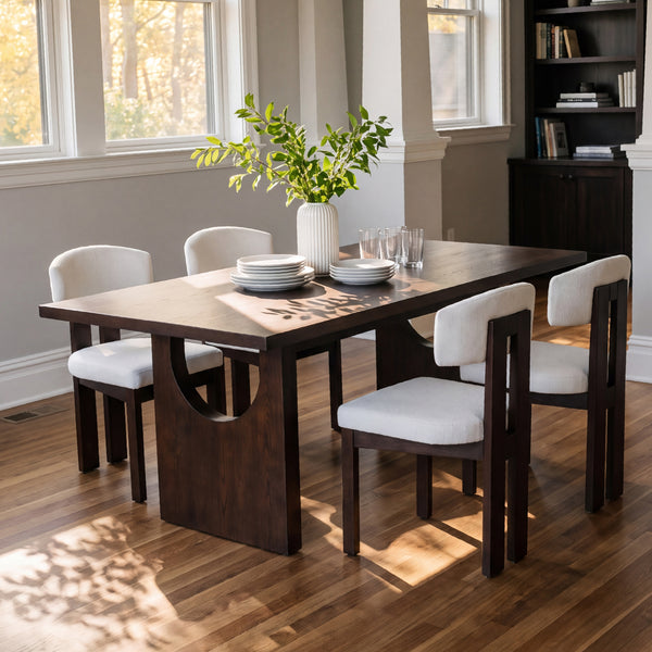 COLAMY HALO 72" Dining Table with HALO Wood Dining Chairs Set for 4-6