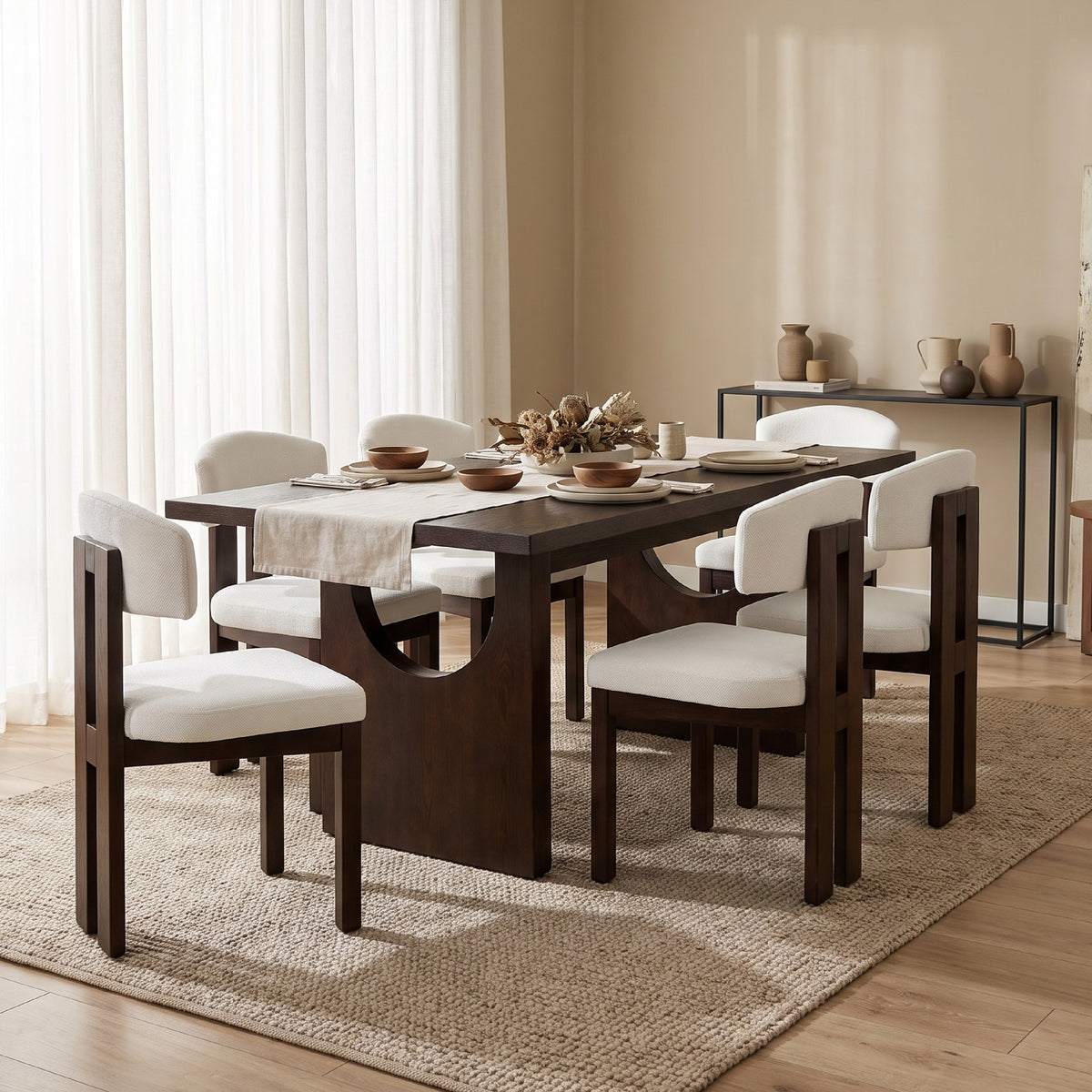 COLAMY HALO 72" Dining Table with HALO Wood Dining Chairs Set for 4-6