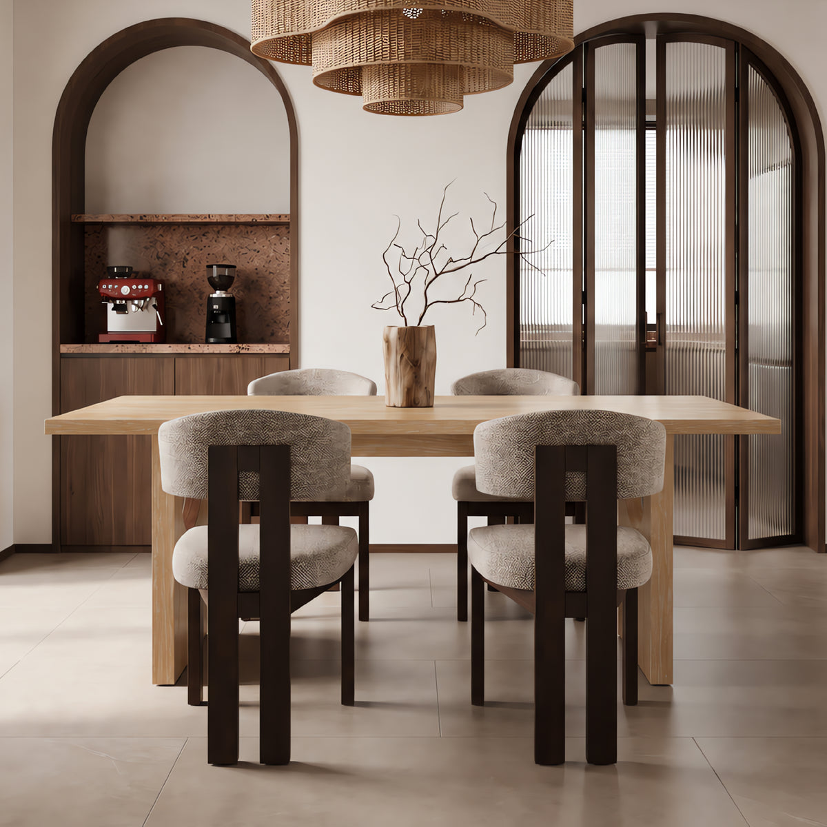 COLAMY HALO 72" Dining Table with HALO Wood Dining Chairs Set for 4-6