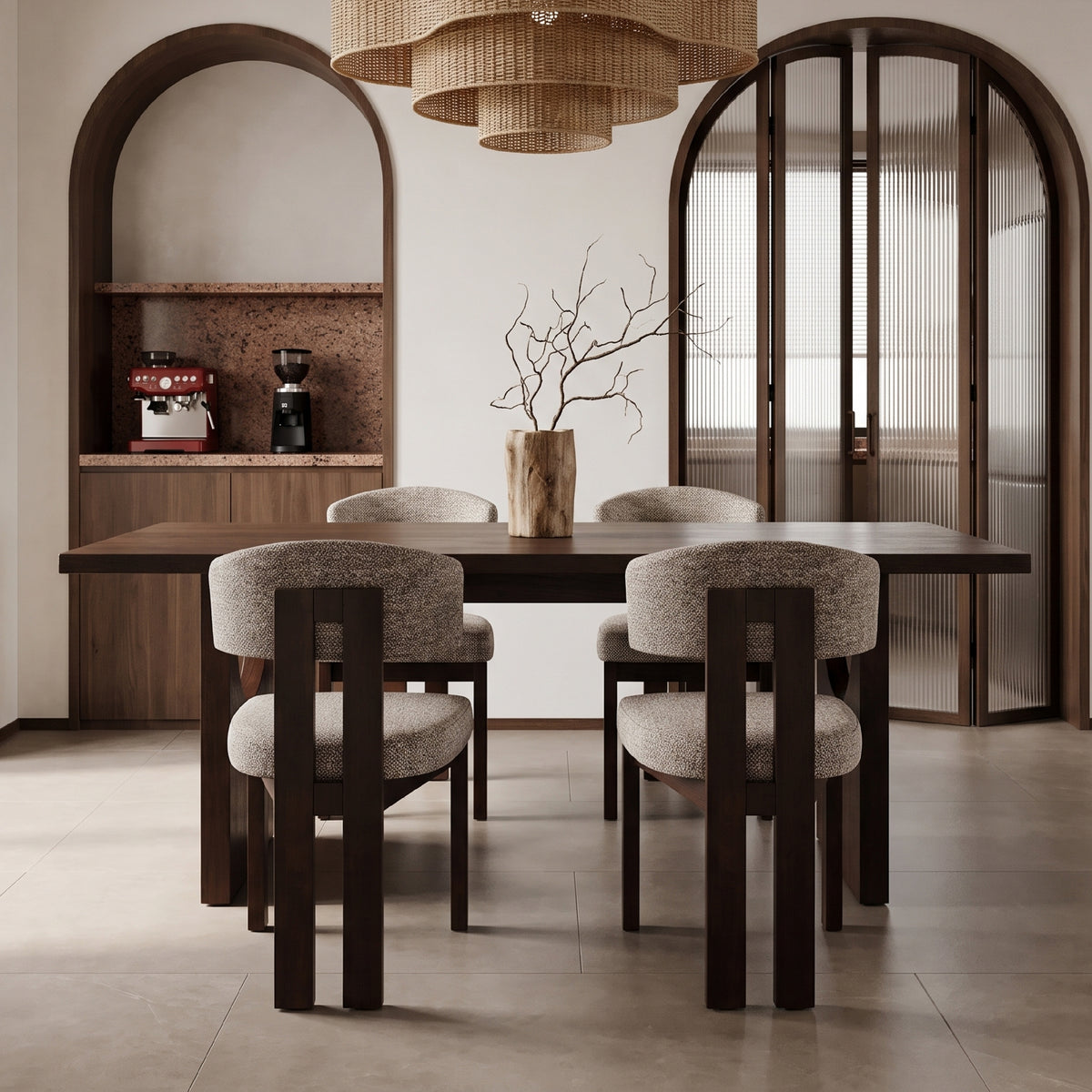 COLAMY HALO 72" Dining Table with HALO Wood Dining Chairs Set for 4-6