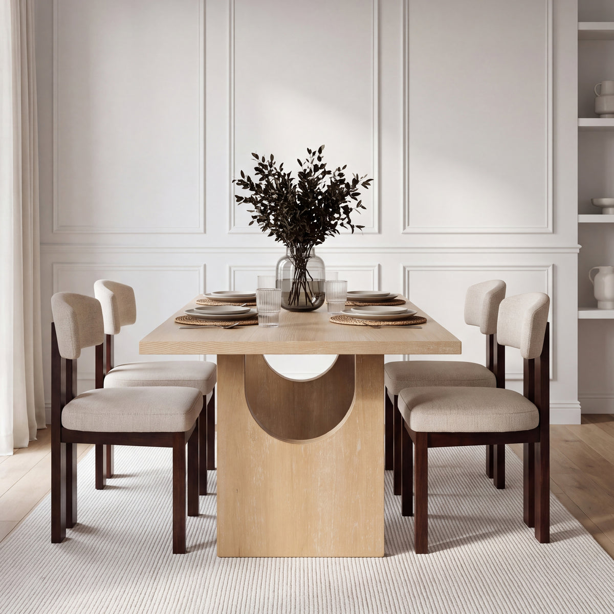 COLAMY HALO 72" Dining Table with HALO Wood Dining Chairs Set for 4-6