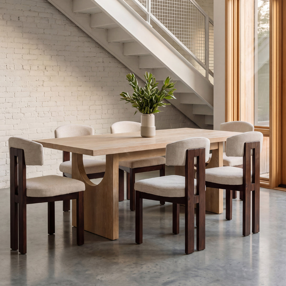 COLAMY HALO 72" Dining Table with HALO Wood Dining Chairs Set for 4-6