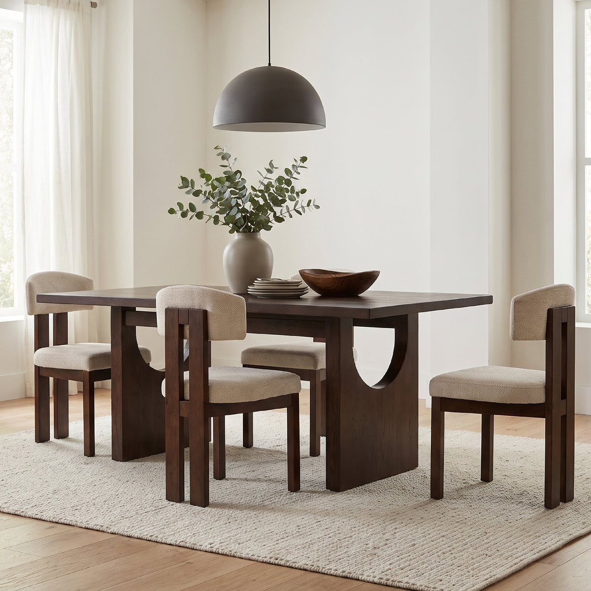 COLAMY HALO 72" Dining Table with HALO Wood Dining Chairs Set for 4-6