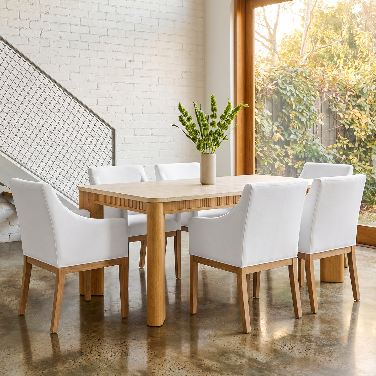 COLAMY VERSE 63" Travertine-Inspired Dining Table for 4–6