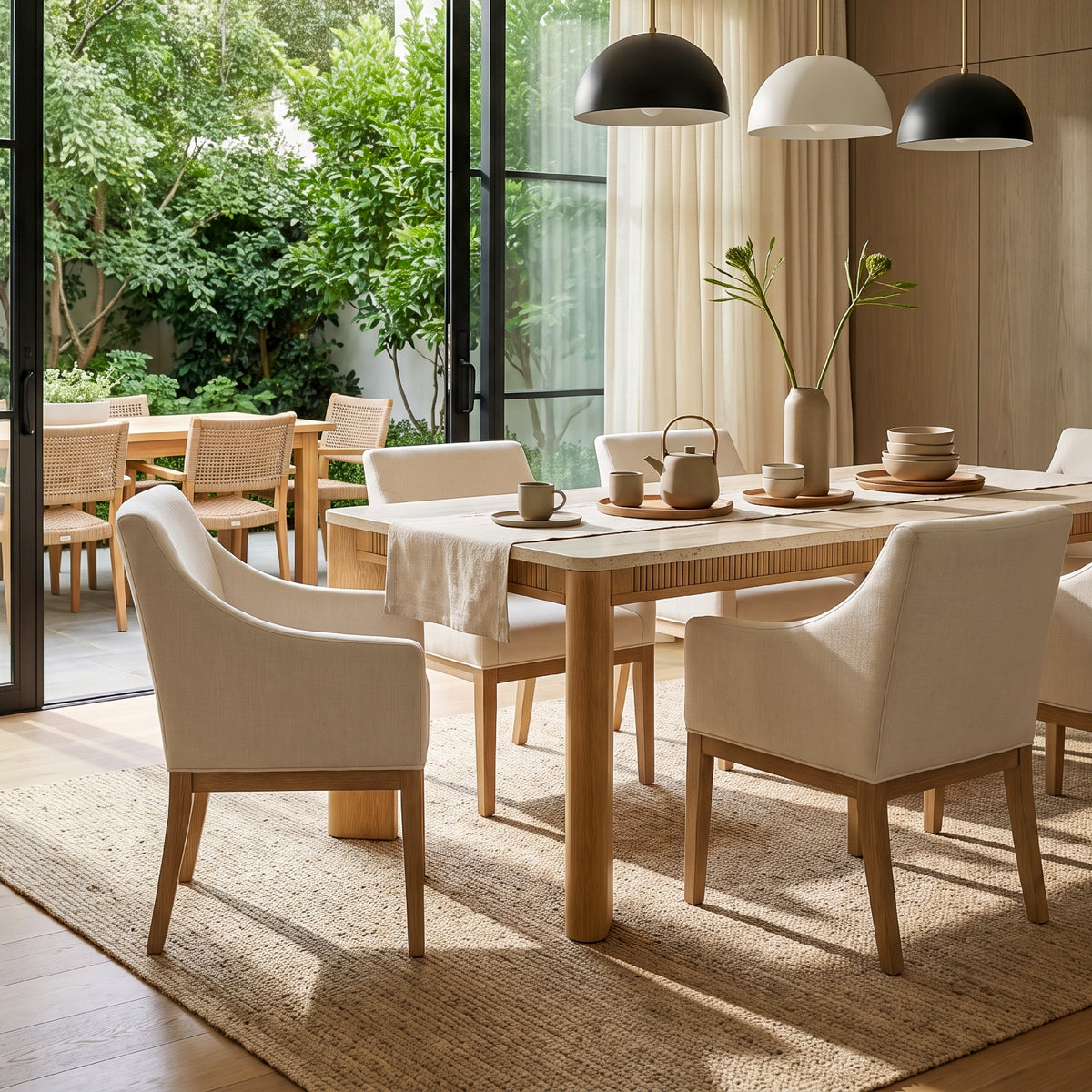 COLAMY VERSE 63" Travertine-Inspired Dining Table for 4–6