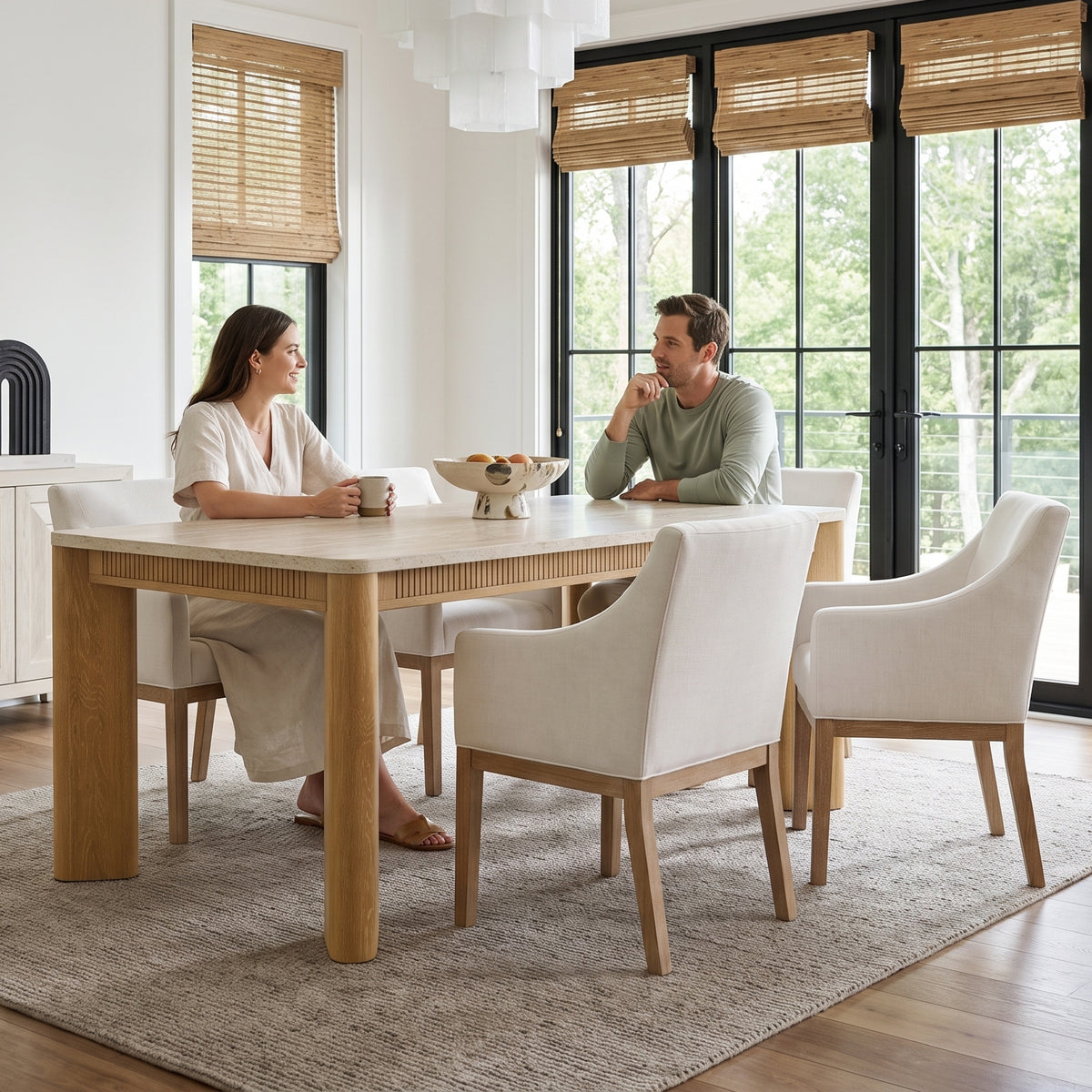 COLAMY VERSE 63" Travertine-Inspired Dining Table for 4–6