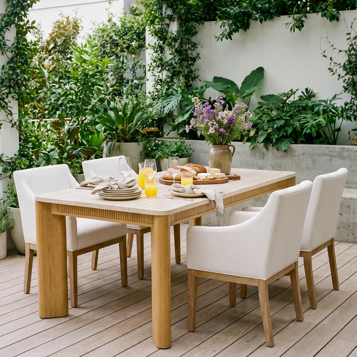 COLAMY VERSE 63" Travertine-Inspired Dining Table for 4–6