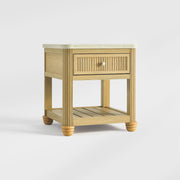COLAMY VERSE Reeded End Table with Drawer and Open Shelf