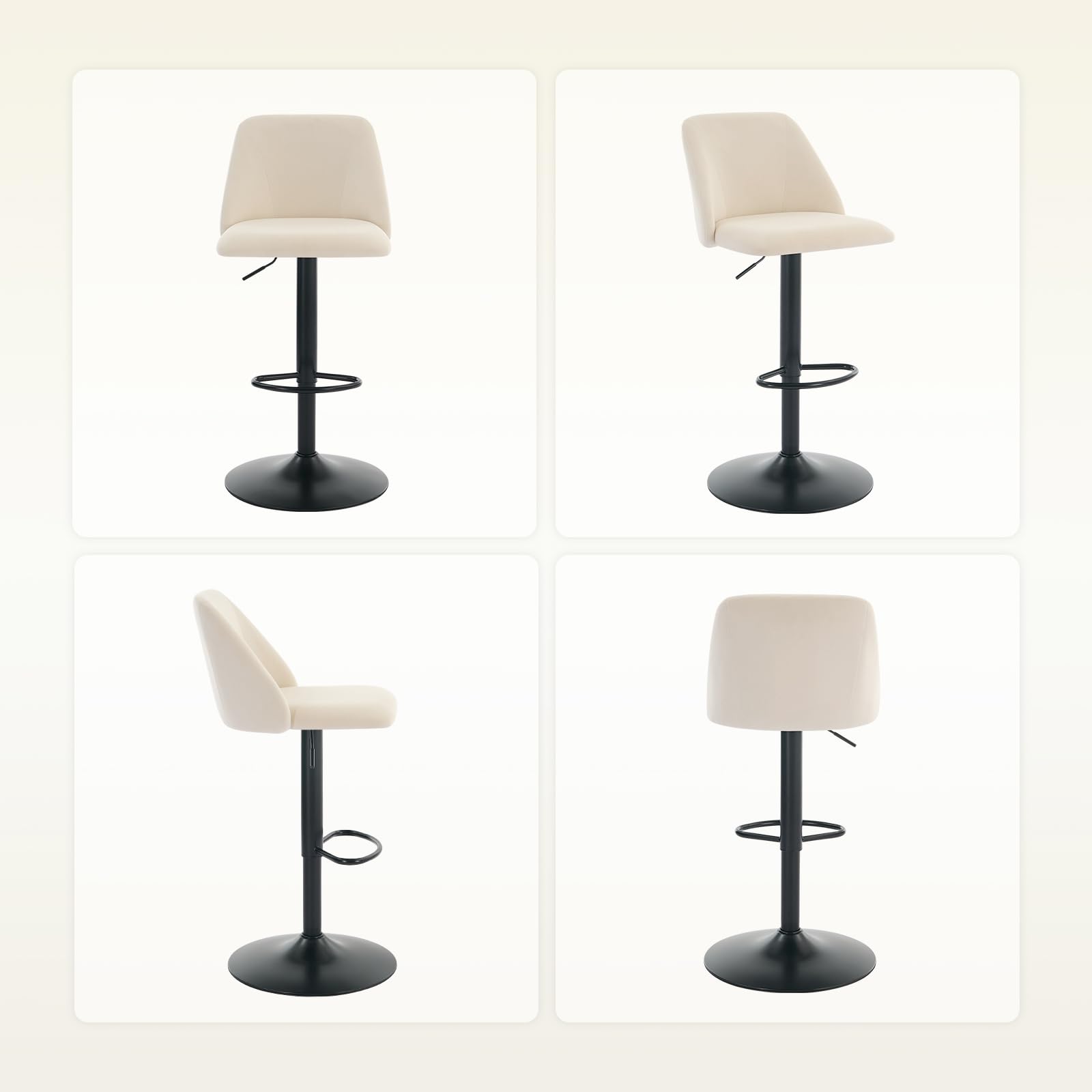 COLAMY Modern Upholstered Adjustable Height Bar Stools