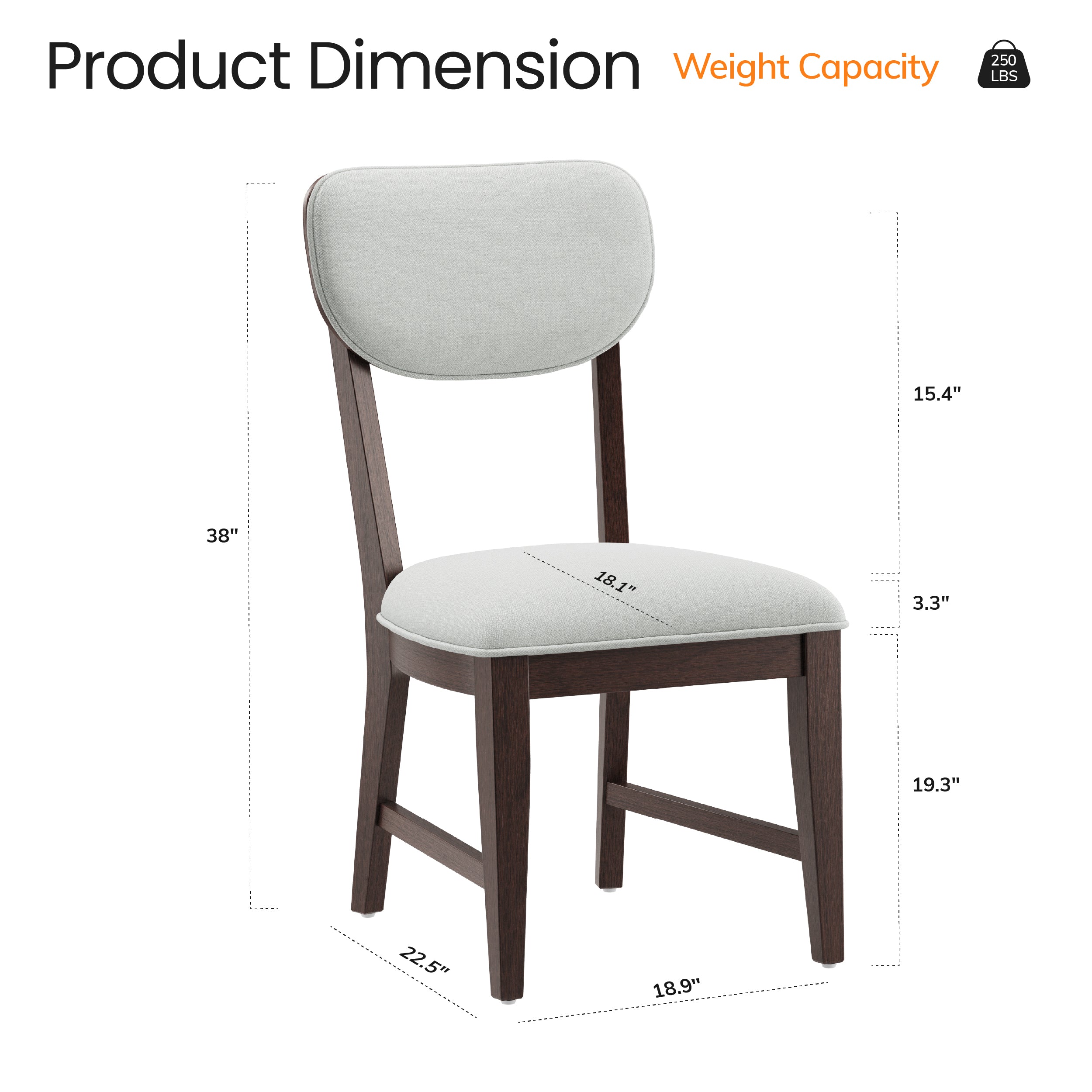 COLAMY PURA Solid Wood Dining Chair with OEKO-TEX® Fabric