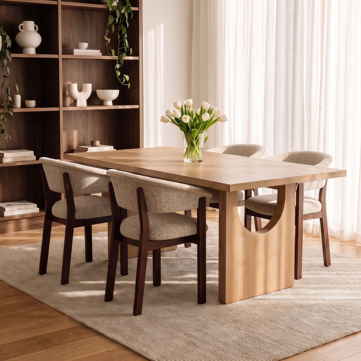 COLAMY HALO 72" Dining Table with HALO Luxe Dining Chairs Set for 4-6