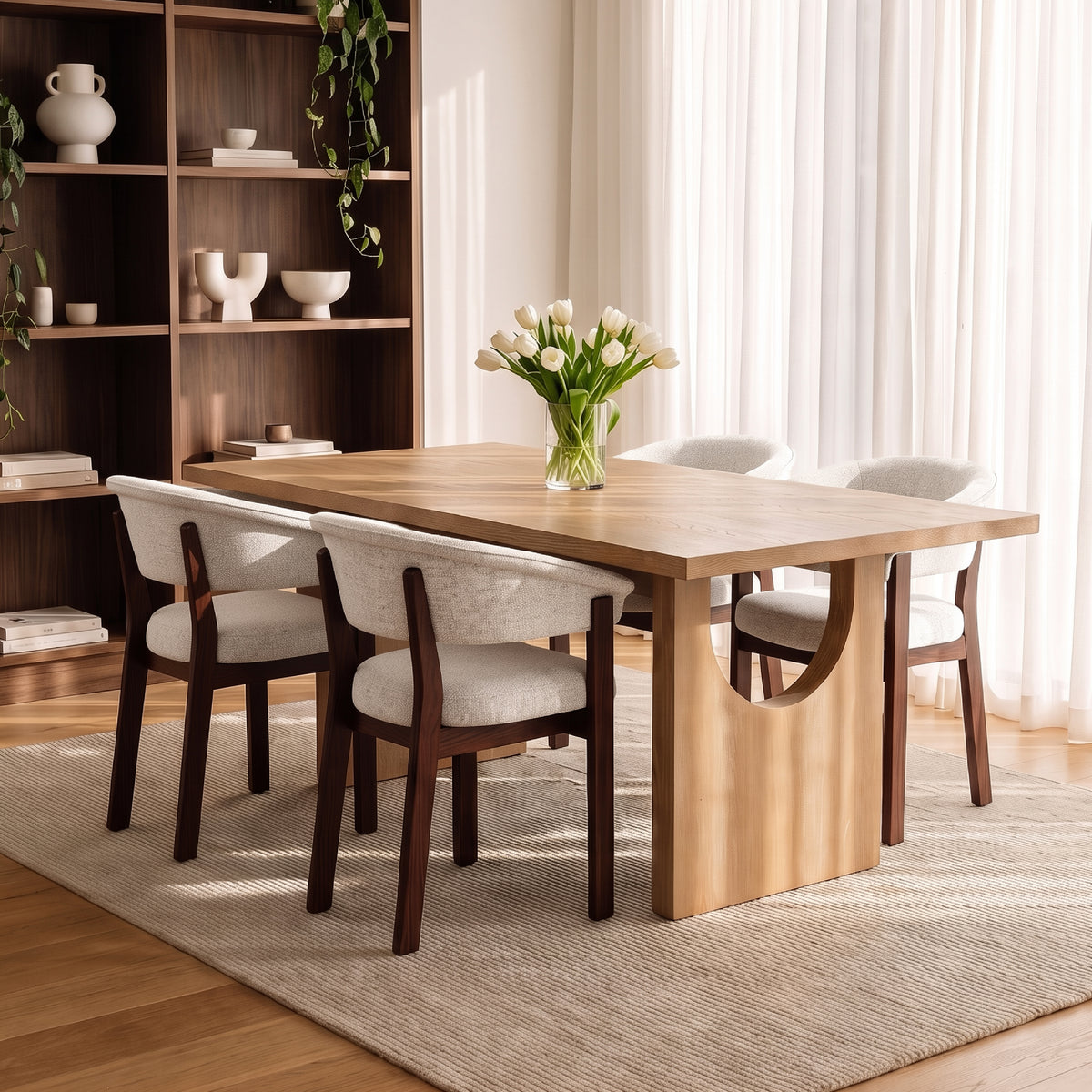 COLAMY HALO 72" Dining Table with HALO Luxe Dining Chairs Set for 4-6