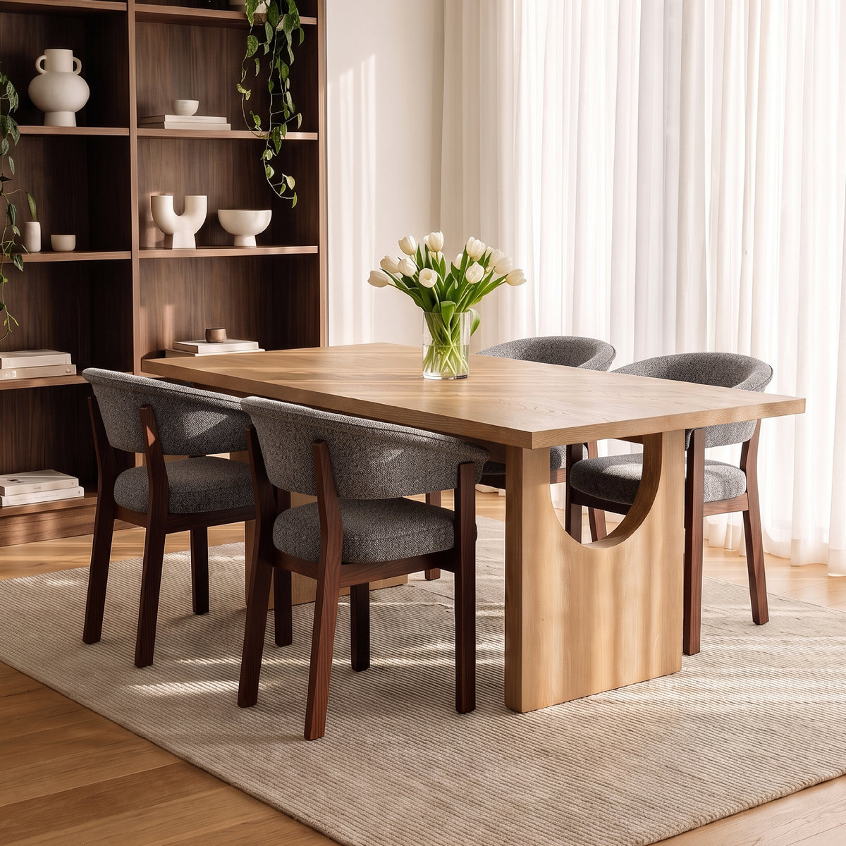 COLAMY HALO 72" Dining Table with HALO Luxe Dining Chairs Set for 4-6
