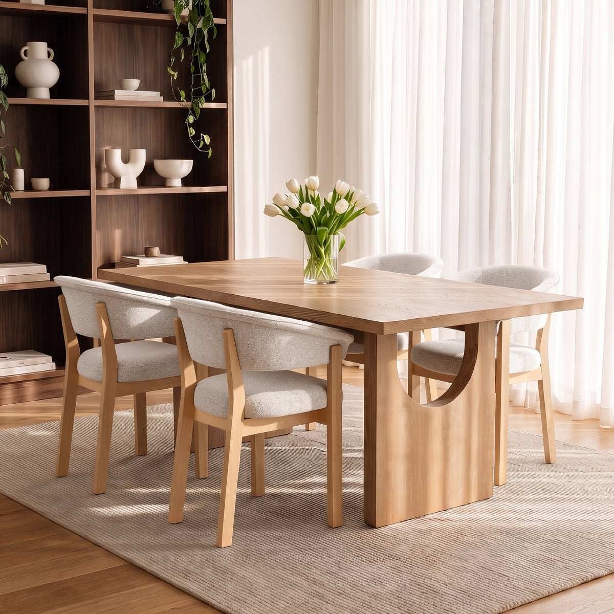 COLAMY HALO 72" Dining Table with HALO Luxe Dining Chairs Set for 4-6