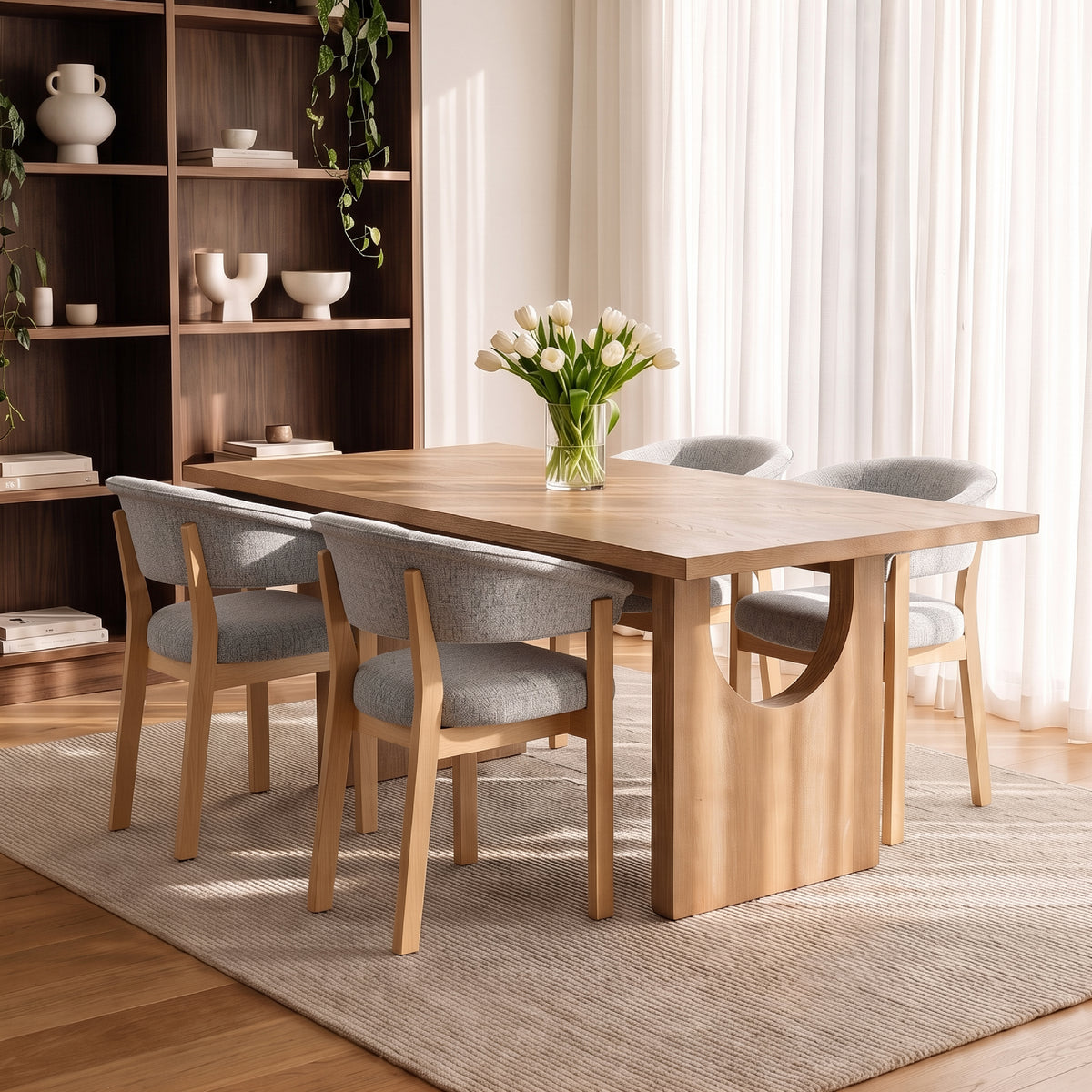COLAMY HALO 72" Dining Table with HALO Luxe Dining Chairs Set for 4-6