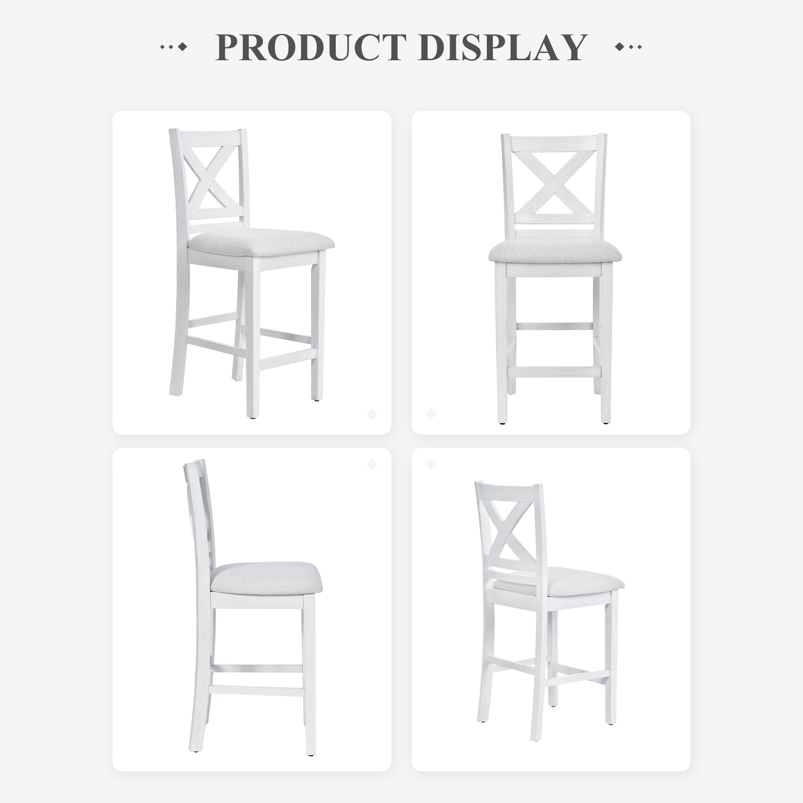 COLAMY Upholstered Lattice Back Bar Stool