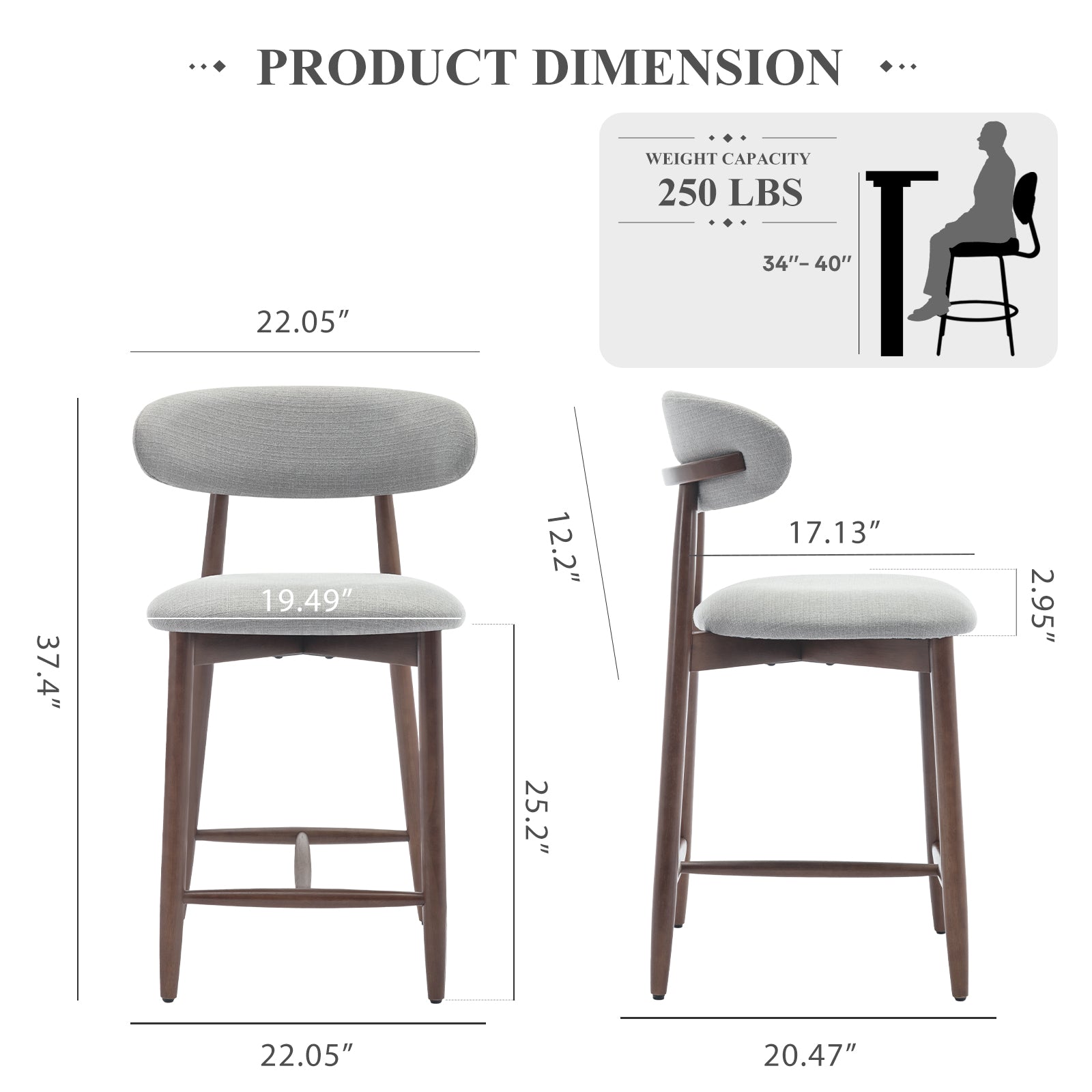 COLAMY Upholstered Wooden Bar Stool