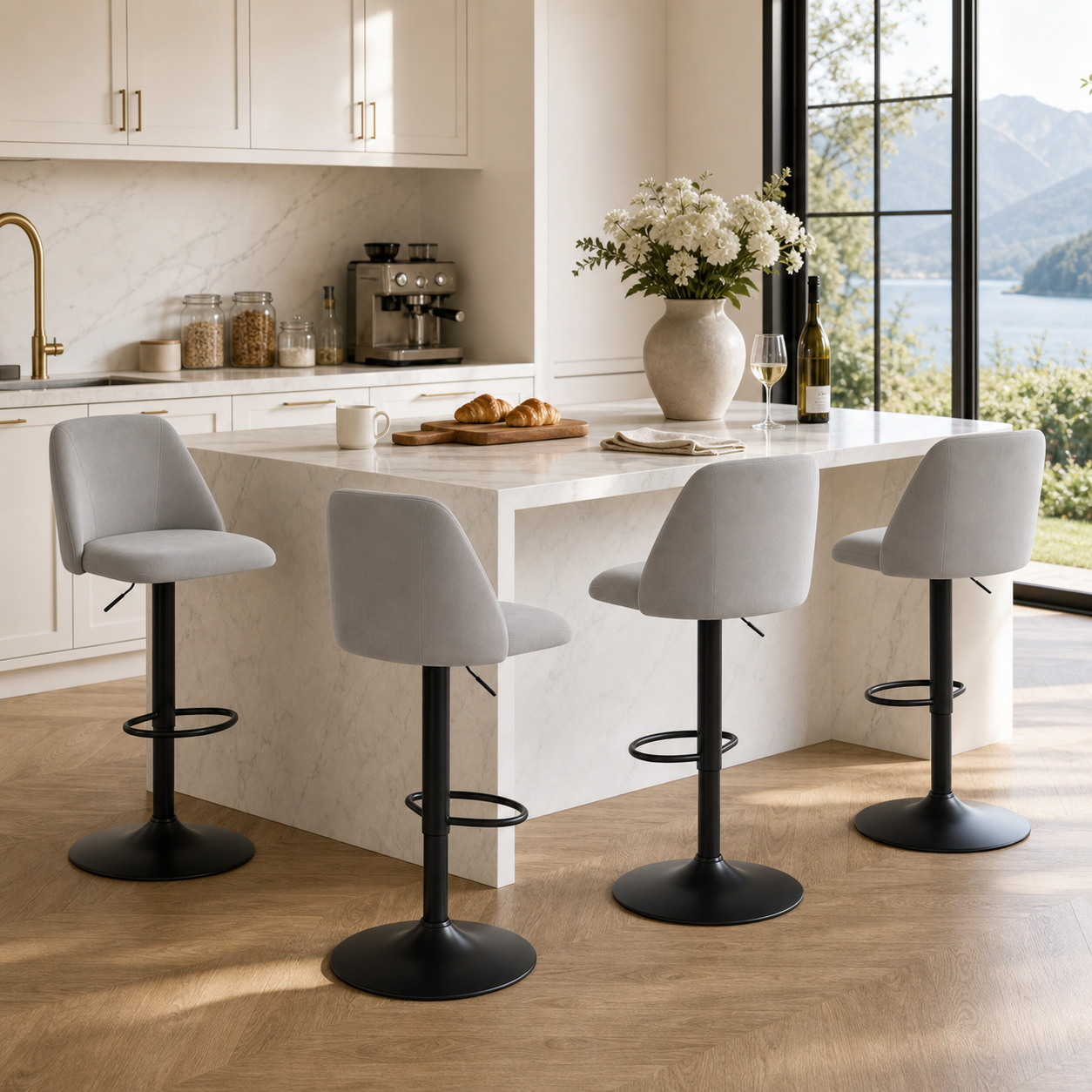 COLAMY Modern Upholstered Adjustable Height Bar Stools