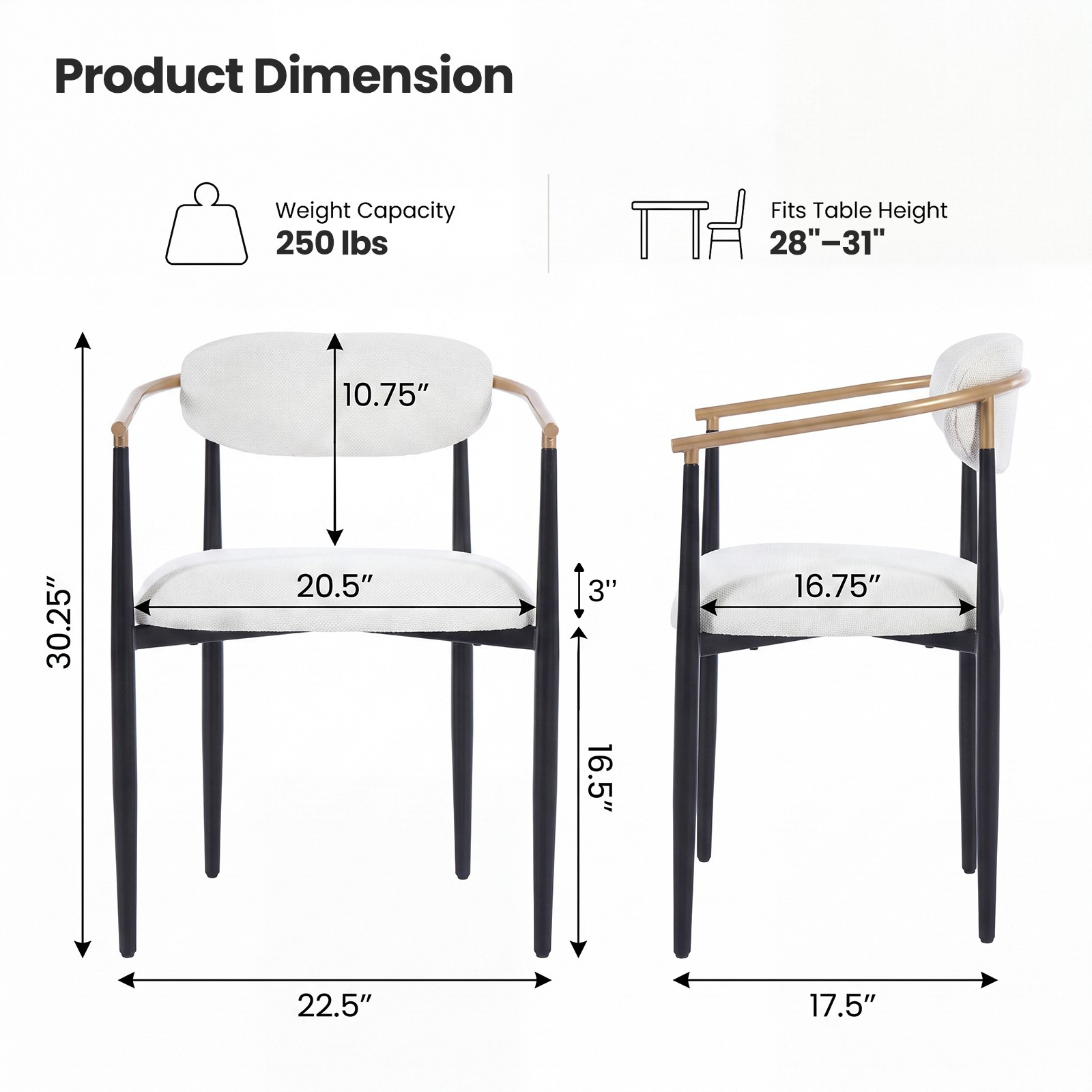 COLAMY MATRIX 19.5'' Upholstered Dining Chairs with Arms