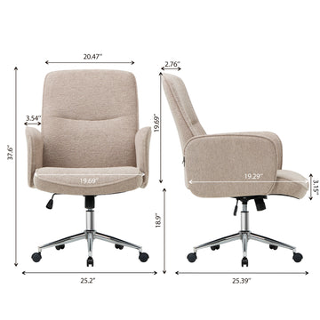 COLAMY Upholstered Fabric Office Chair Comfy Padded Height-adjustable Office Chair