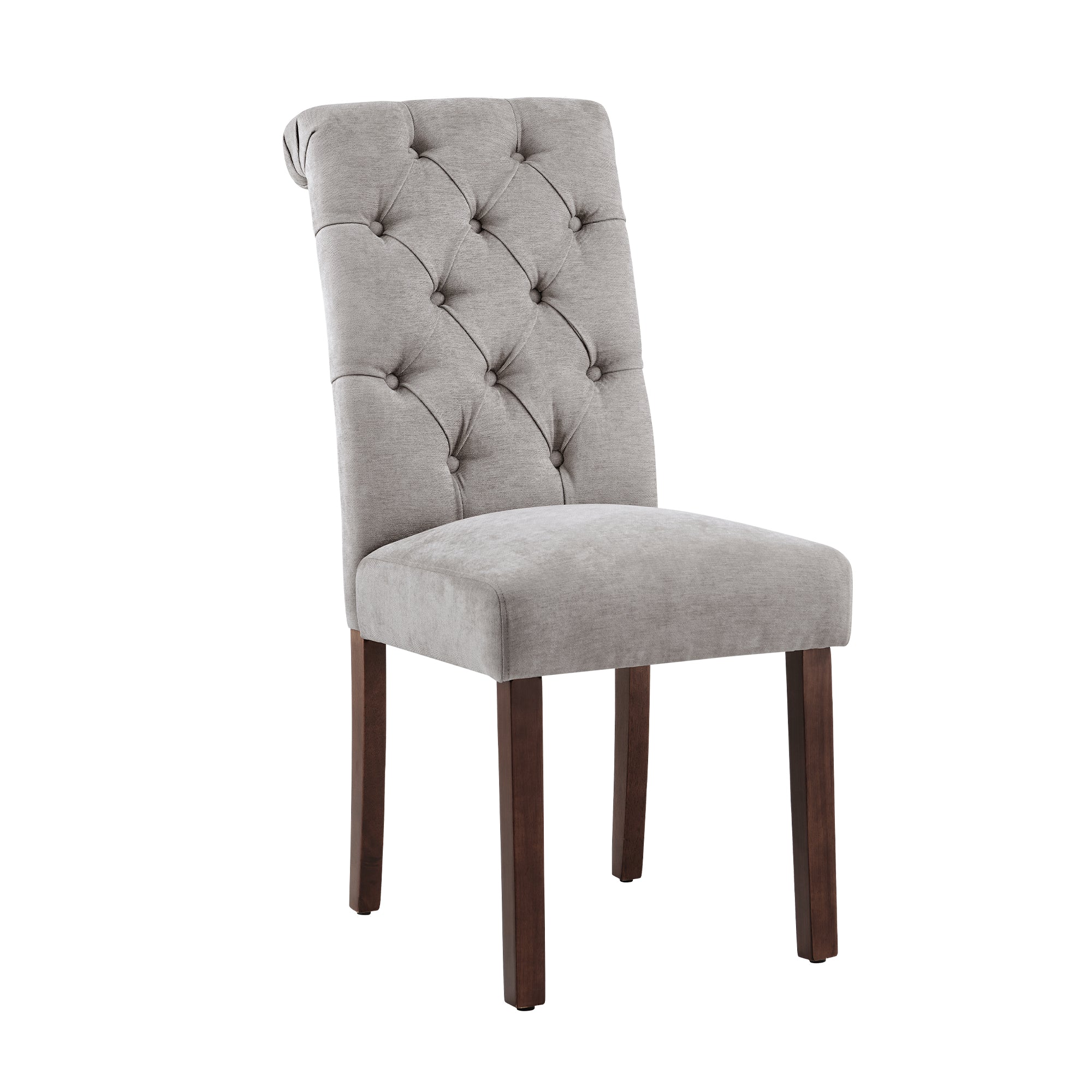 COLAMY Tufted Fabric Rolled Back Dining Chair