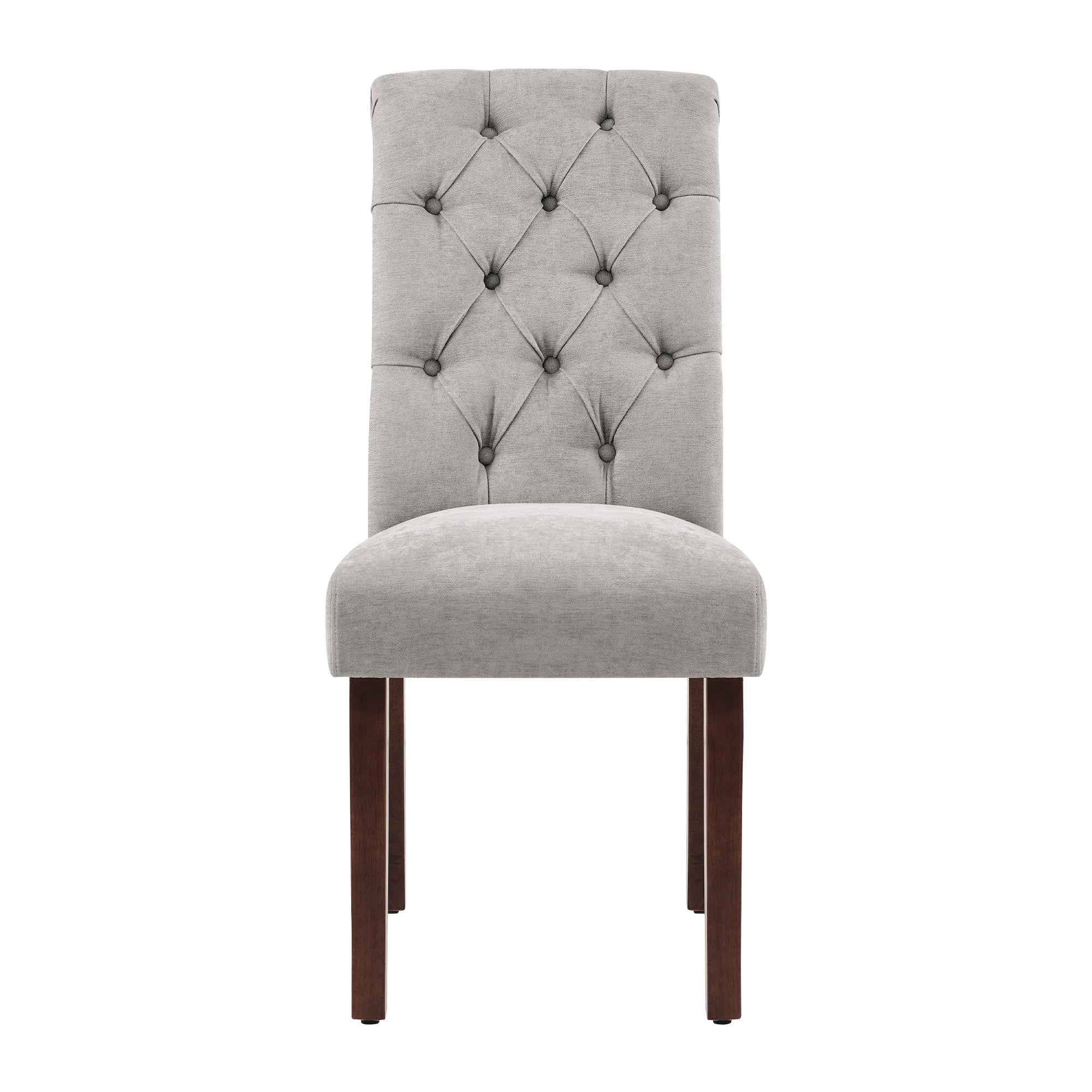 COLAMY Tufted Fabric Rolled Back Dining Chair
