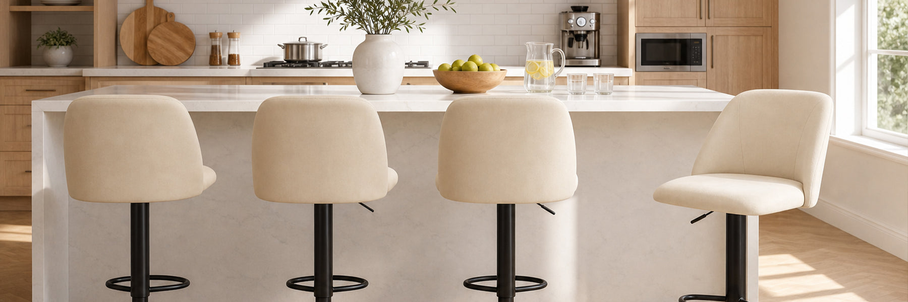 COLAMY Modern Upholstered Adjustable Height Bar Stools