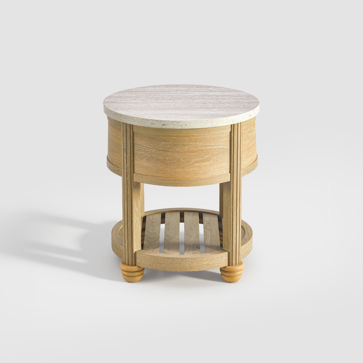 COLAMY VERSE Round Side Table with Drawer & Storage Shelf