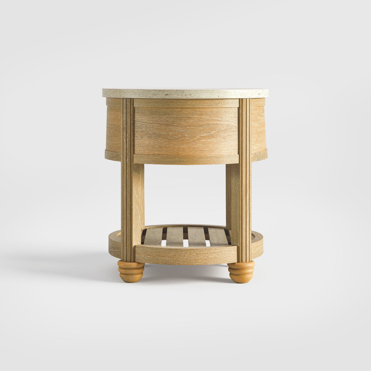 COLAMY VERSE Round Side Table with Drawer & Storage Shelf