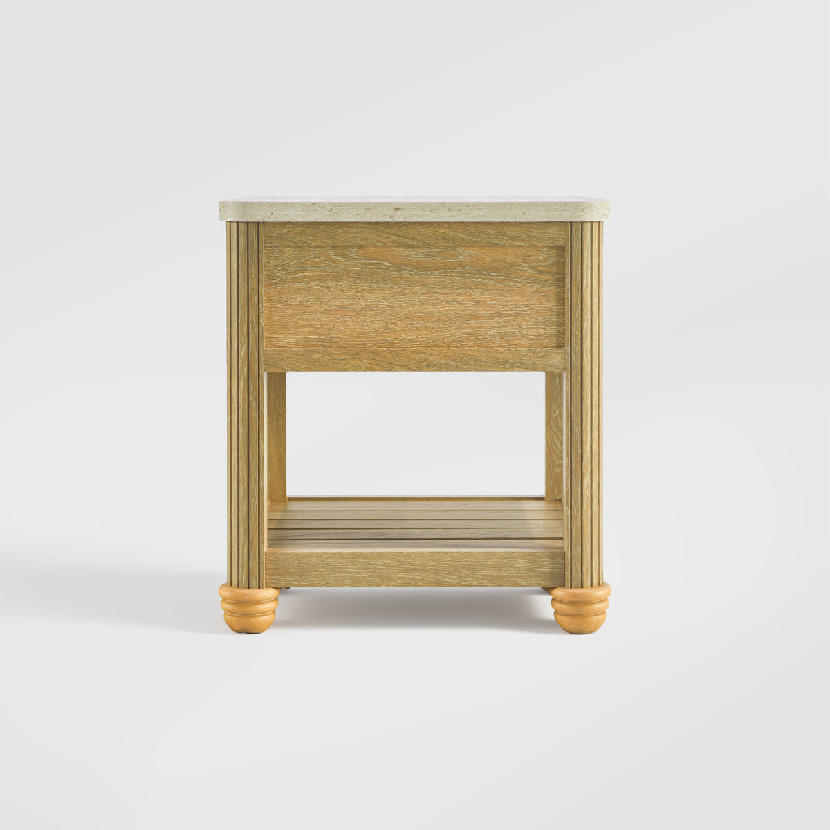 COLAMY VERSE Reeded End Table with Drawer and Open Shelf