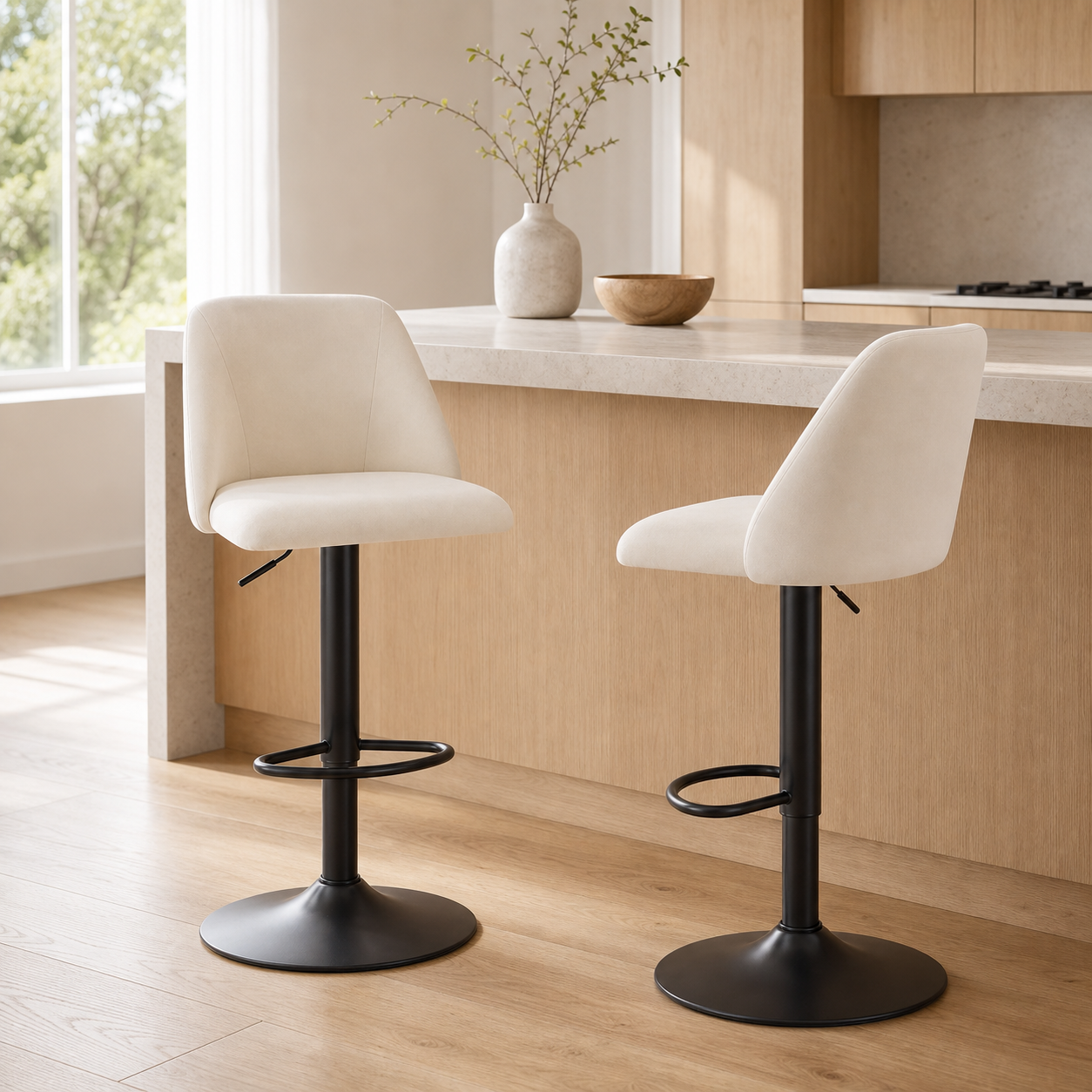 COLAMY Modern Upholstered Adjustable Height Bar Stools