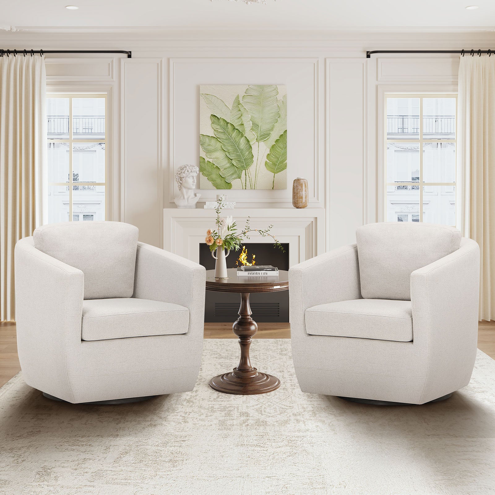 COLAMY Round Shape Upholstered Accent Chair