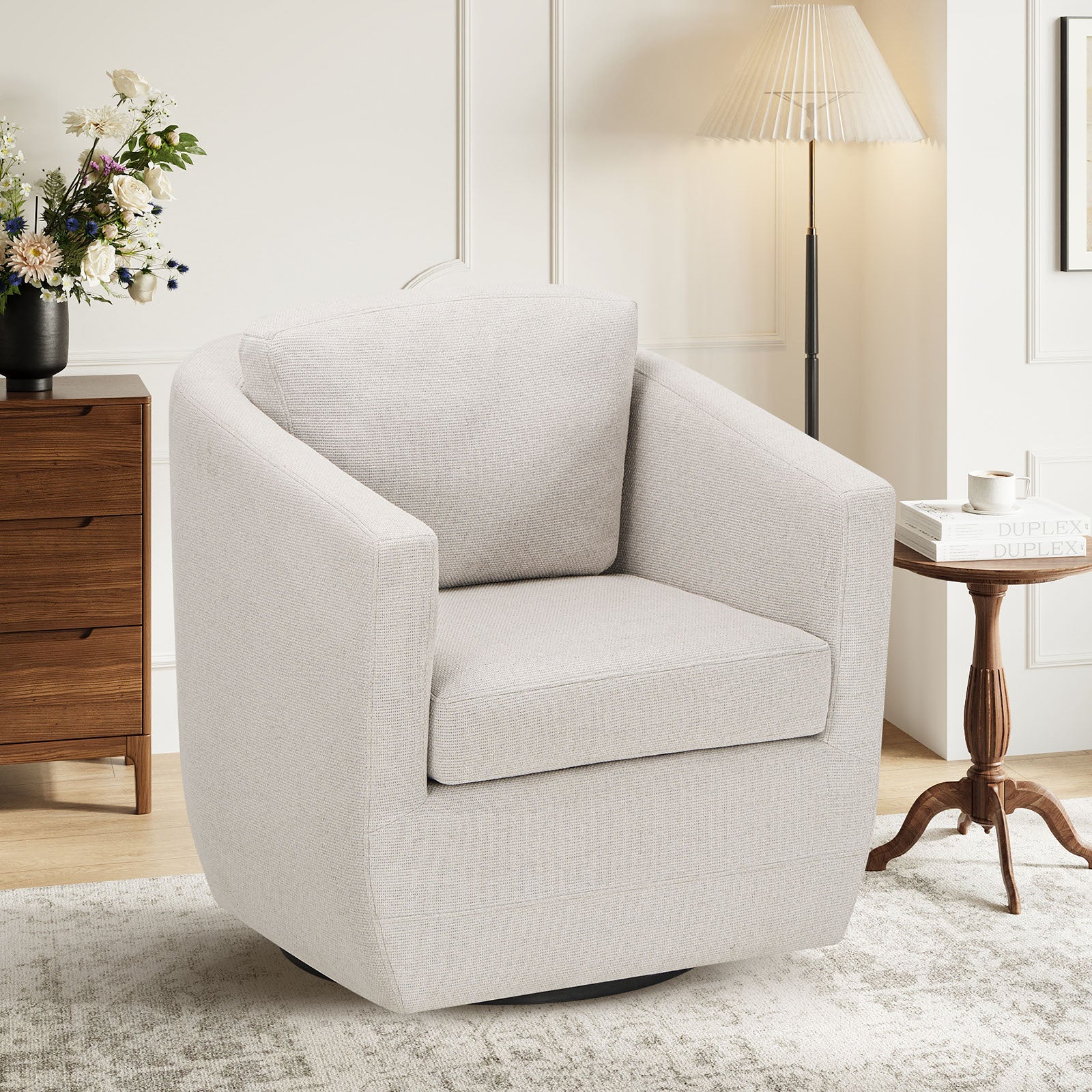 COLAMY Round Shape Upholstered Accent Chair